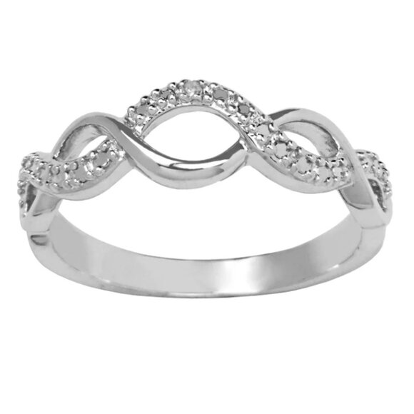 Round-Cut Genuine Diamond Accent .925 Sterling Silver Infinity Ring 9 - Picture 1 of 5